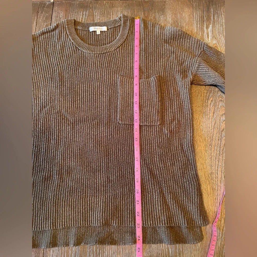 Madewell Thompson Pocket Pullover Sweater Heather Elm Green Size Medium - Picture 8 of 10